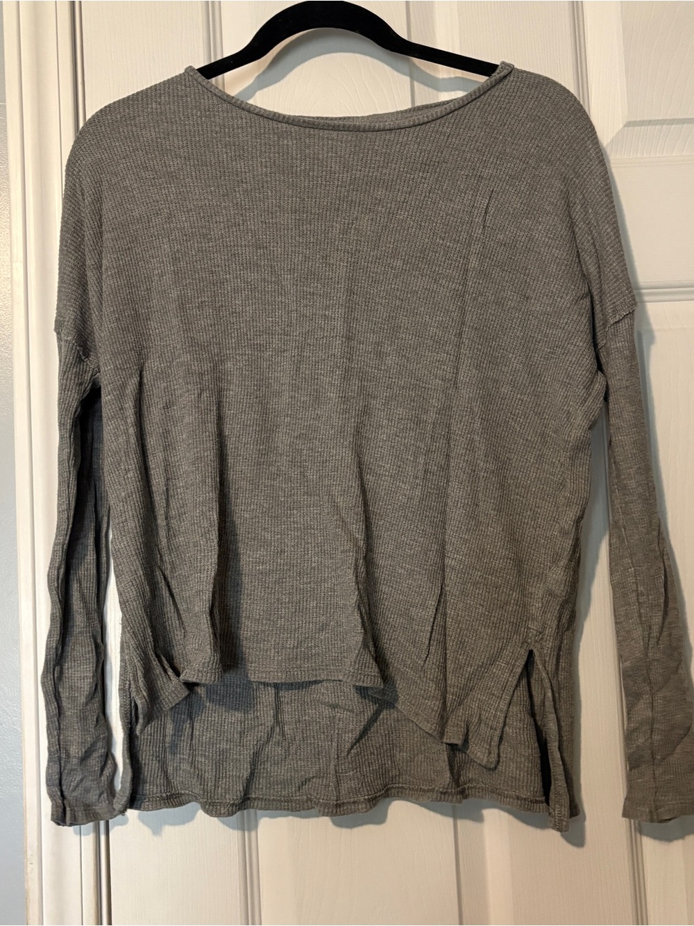 aerie Gray Ribbed Long Sleeve Real Soft Top
